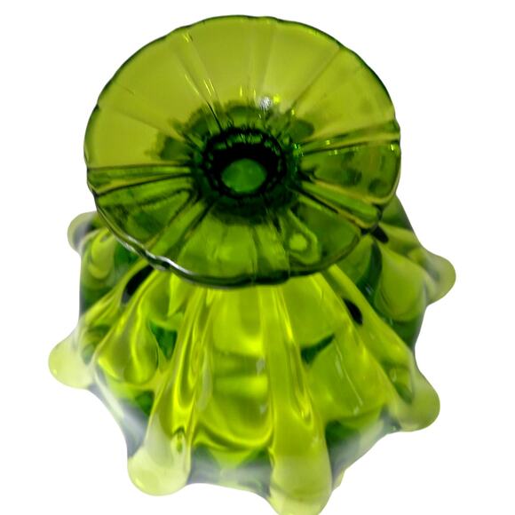 Vtg L.E. Smith Green Simplicity Pedestal Compote Dish - Picture 5 of 7